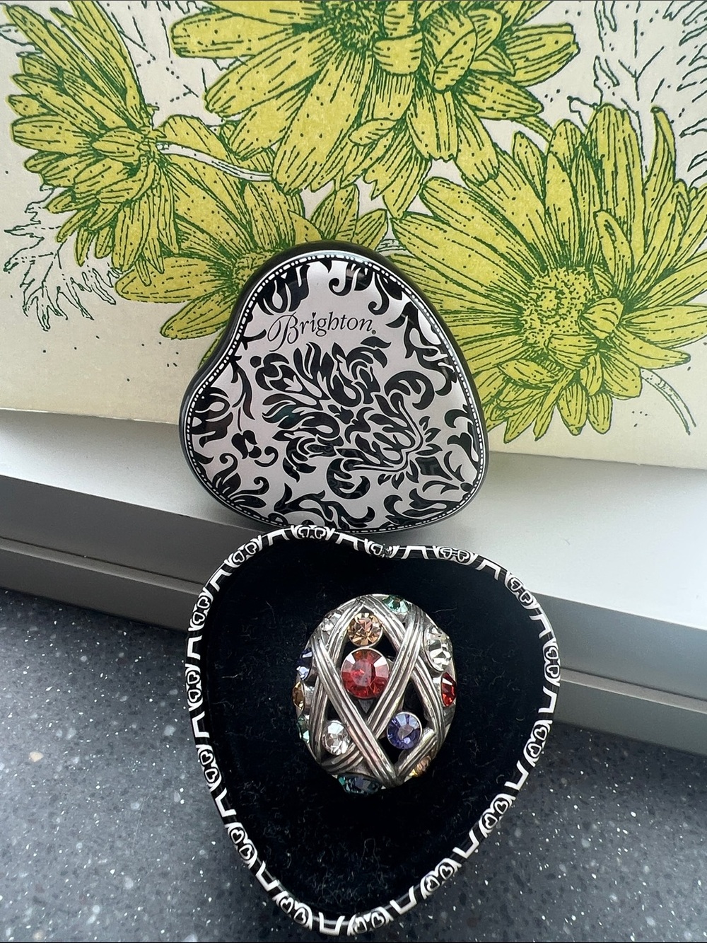 Brighton Multi-Color Crystal Orb Ring in Silver Tone